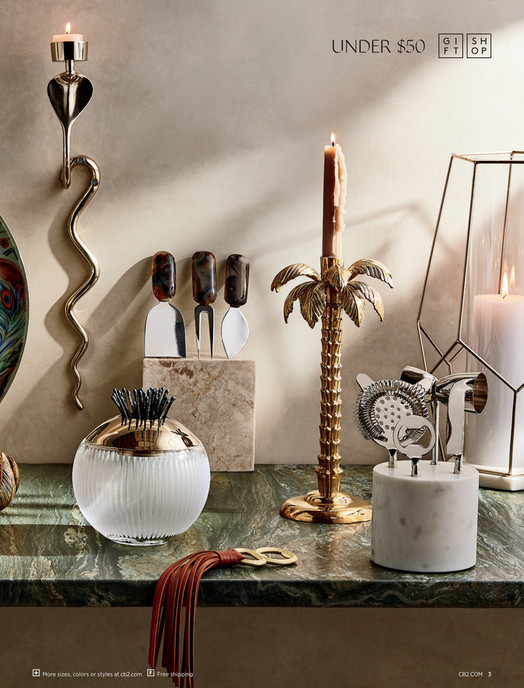 Palm Tree Gold Taper Candle Holder