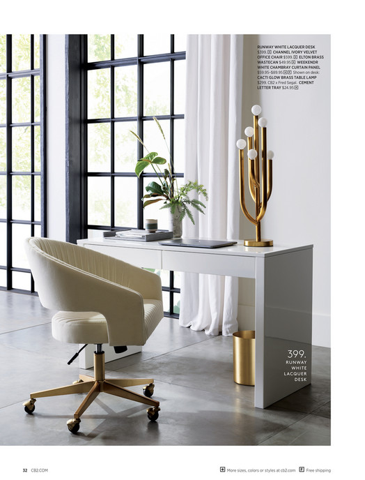 Channel Ivory Velvet Office Chair