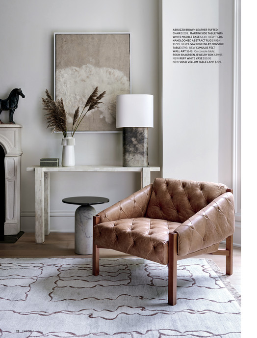 Martini Side Table with White Marble Base