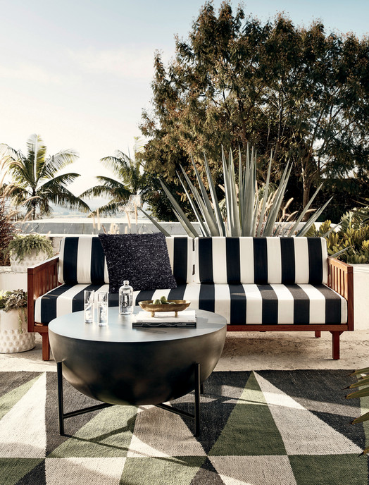 Tropez Black and White Stripe Outdoor Sofa