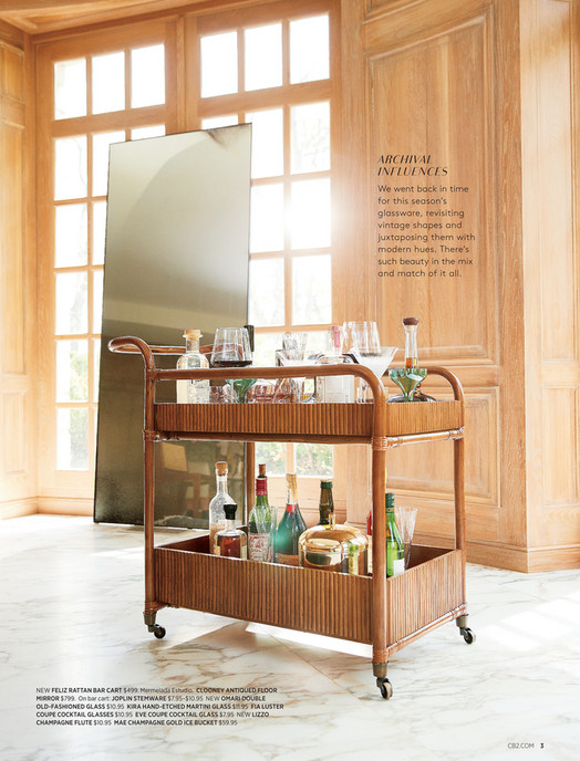 Feliz Rattan Bar Cart + Reviews, CB2