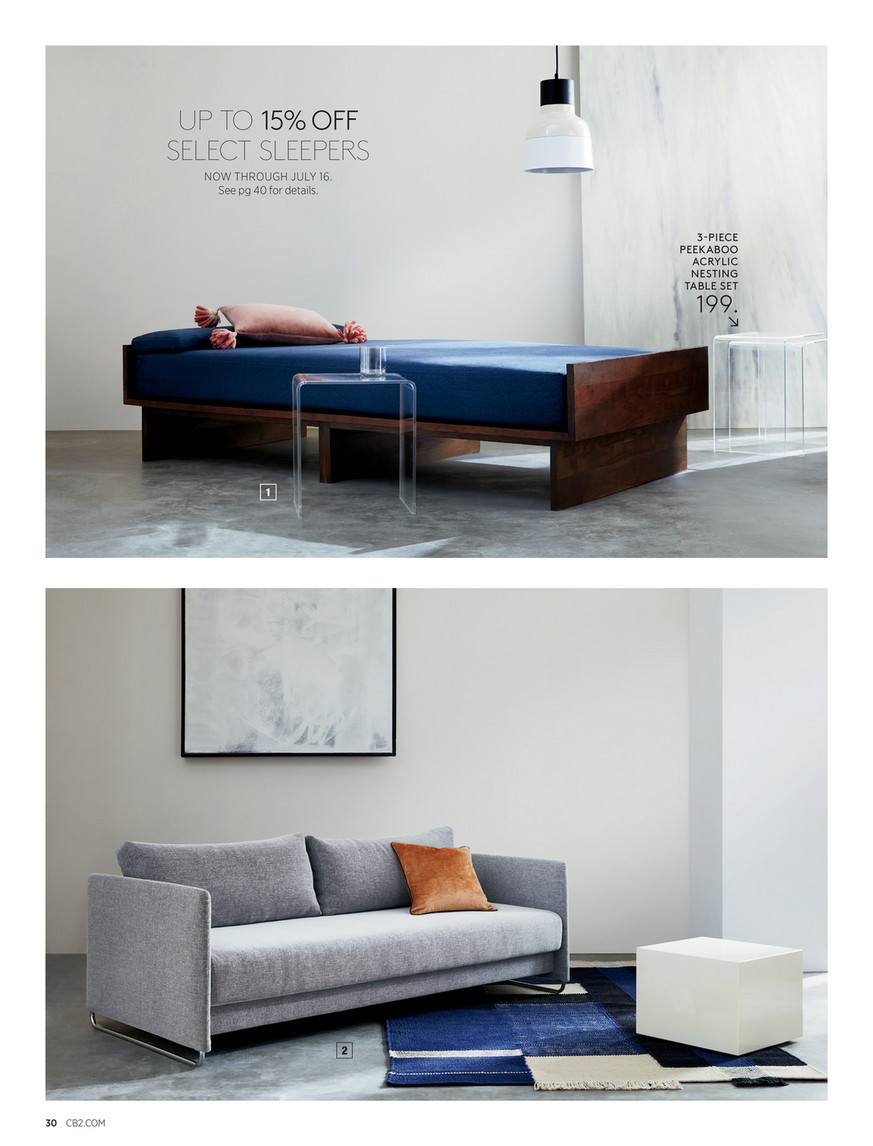 Cb2 July Catalog 2018 Tandom Microgrid Grey Sleeper Sofa