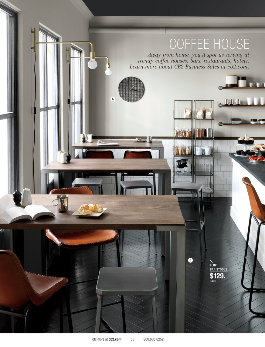 cb2  august catalog 2015  roadhouse leather 30" bar stool