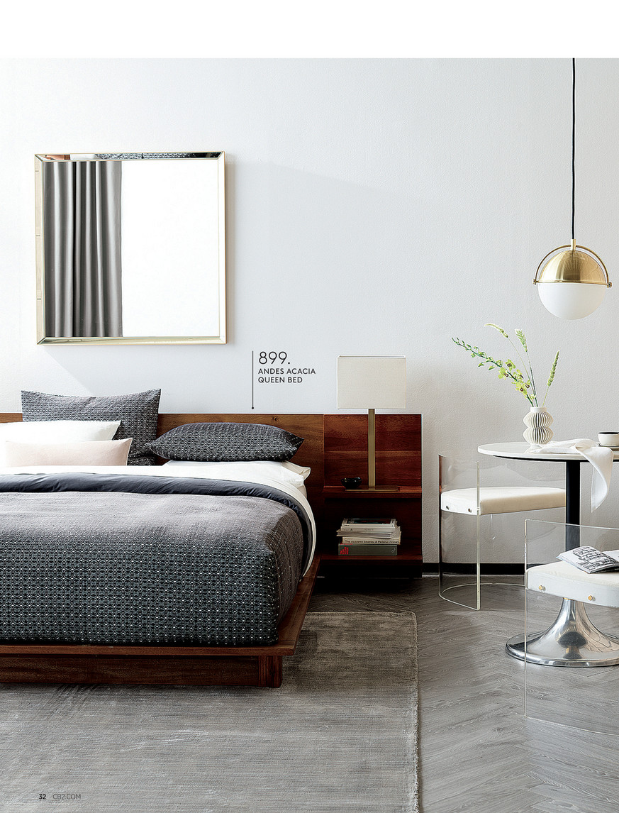 Cb2 July Catalog 2019 Andes Acacia, Andes Acacia Queen Bed From Cb200