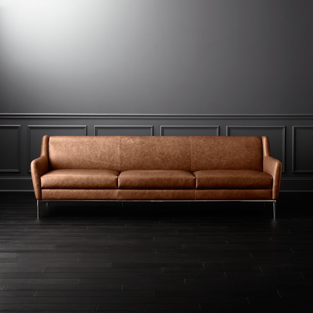Hobart sandhed Gør livet CB2 - April Catalog 2018 - Alfred Extra Large Cognac Leather Sofa