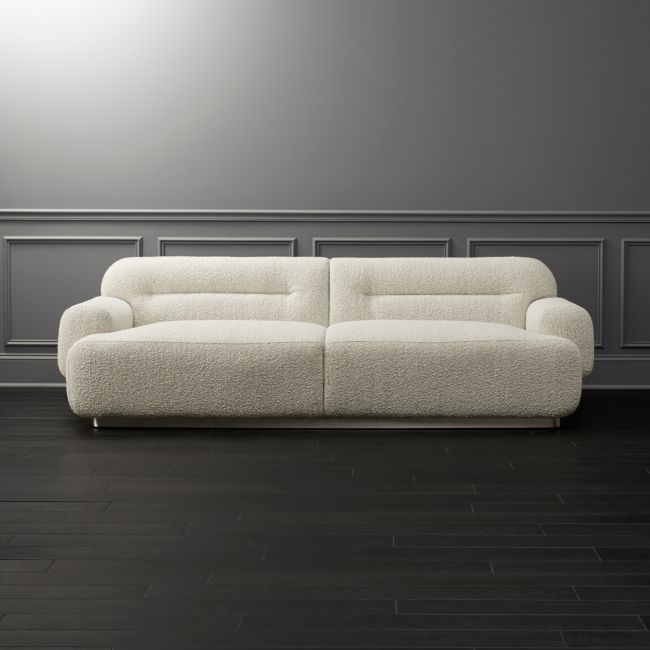 Cb2 March Catalog 2020 Logan Grey Boucle Sofa