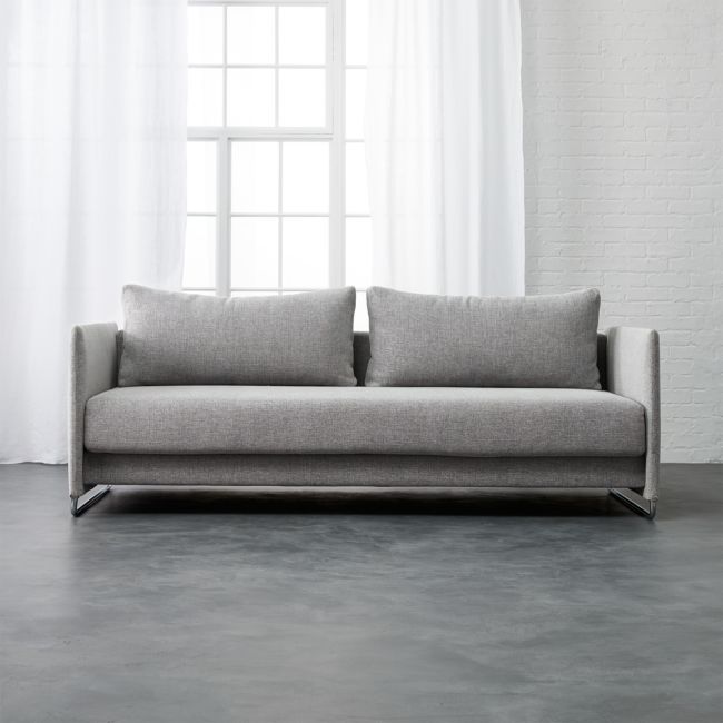 Cb2 October 2019 Catalog Tandom Microgrid Grey Sleeper Sofa